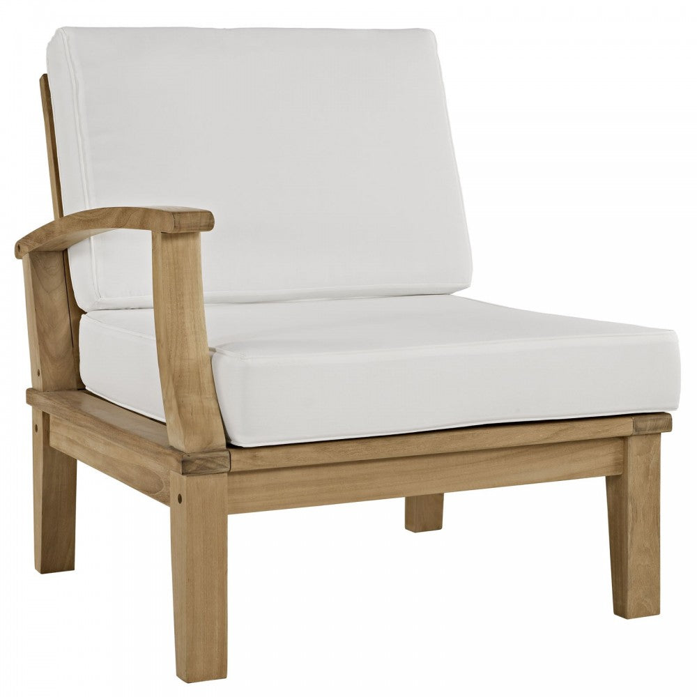 Marina 4 Piece Outdoor Patio Teak Set, Natural White, EEI-1818-NAT-WHI-SET