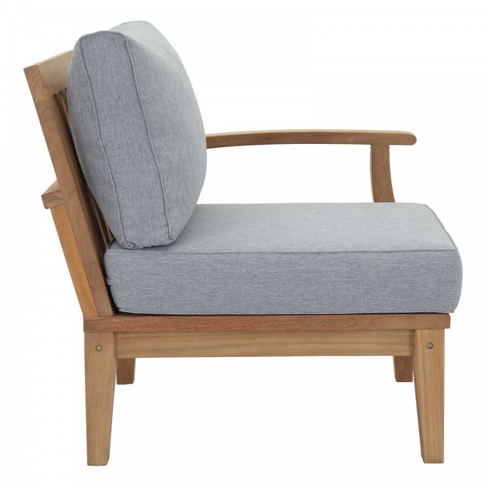 Marina 5 Piece Outdoor Patio Teak Set, Natural Gray, EEI-1477-NAT-GRY-SET