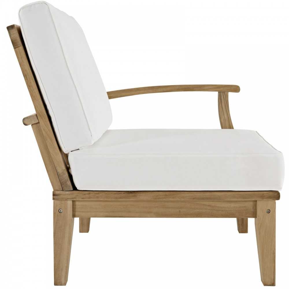 Marina 6 Piece Outdoor Patio Teak Set, Natural White, EEI-1816-NAT-WHI-SET