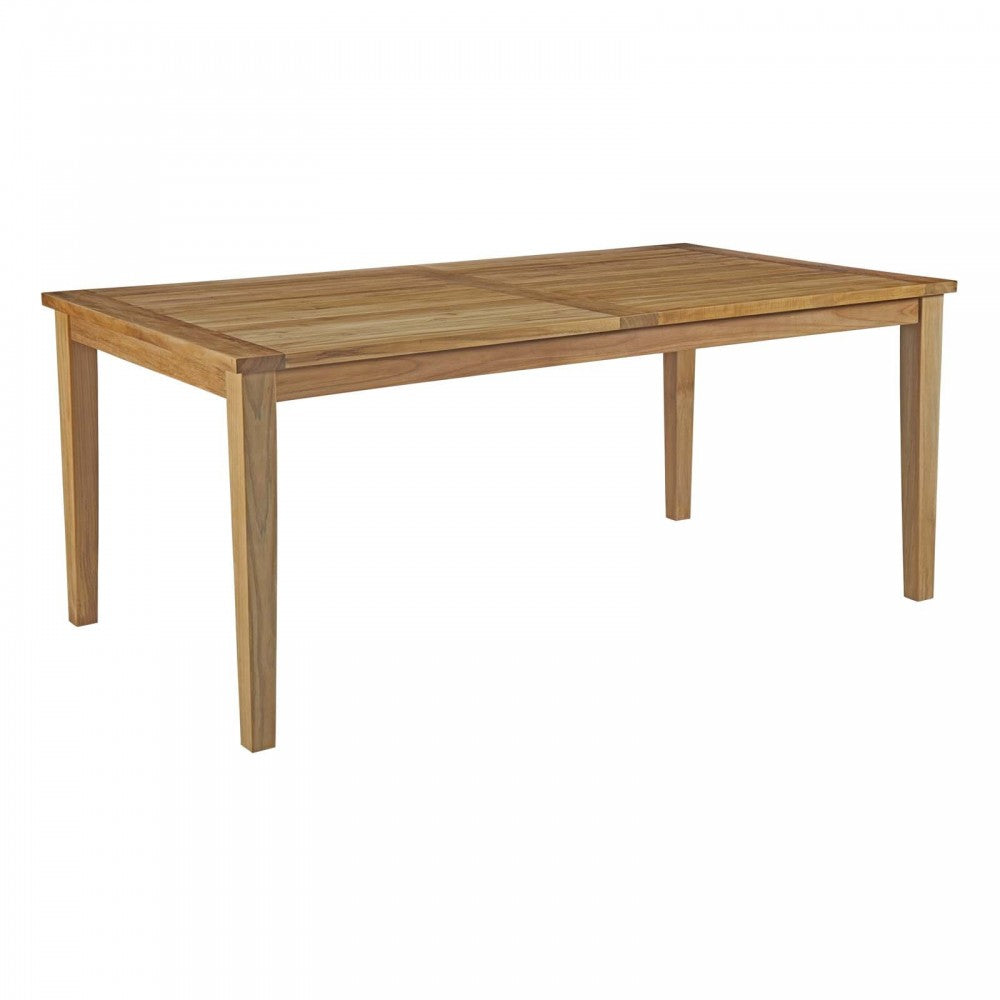 Marina 7 Piece Outdoor Patio Teak Dining Set, Natural White, EEI-3295-NAT-WHI-SET