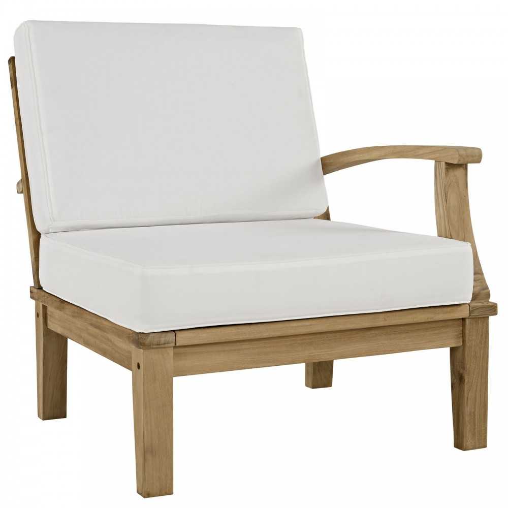 Marina 7 Piece Outdoor Patio Teak Set, Natural White, EEI-1481-NAT-WHI-SET
