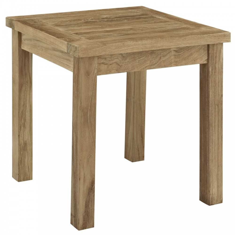 Marina 7 Piece Outdoor Patio Teak Set, Natural White, EEI-1486-NAT-WHI-SET