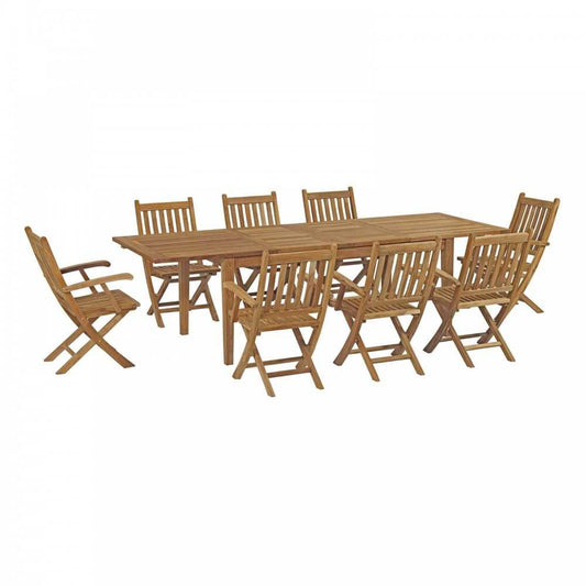Marina 9 Piece Outdoor Patio Teak Dining Set, White