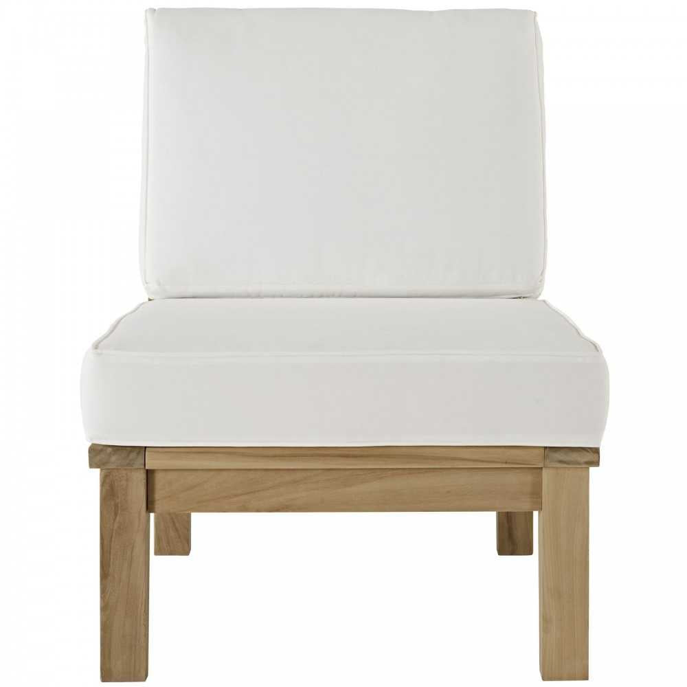 Marina Armless Outdoor Patio Teak Sofa, Natural White