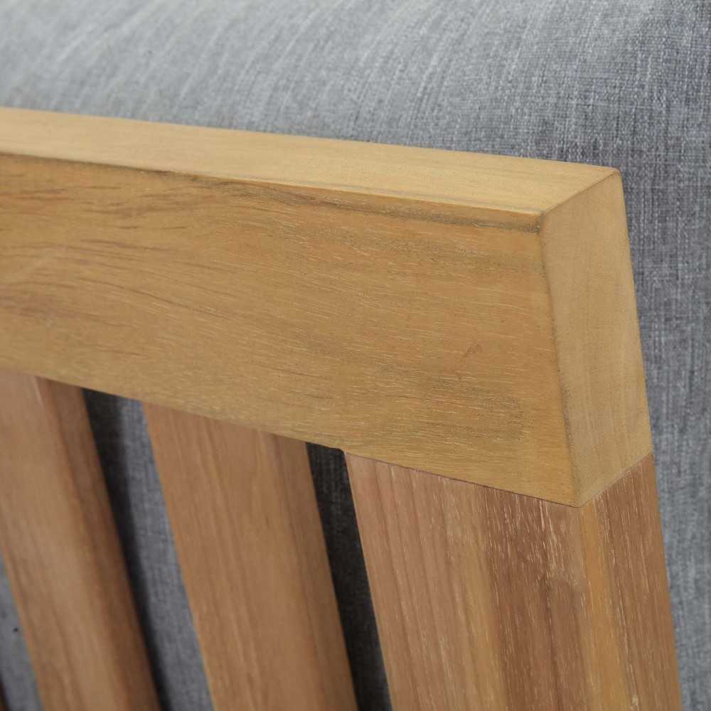 Marina Armless Outdoor Patio Teak Sofa, Natural Gray