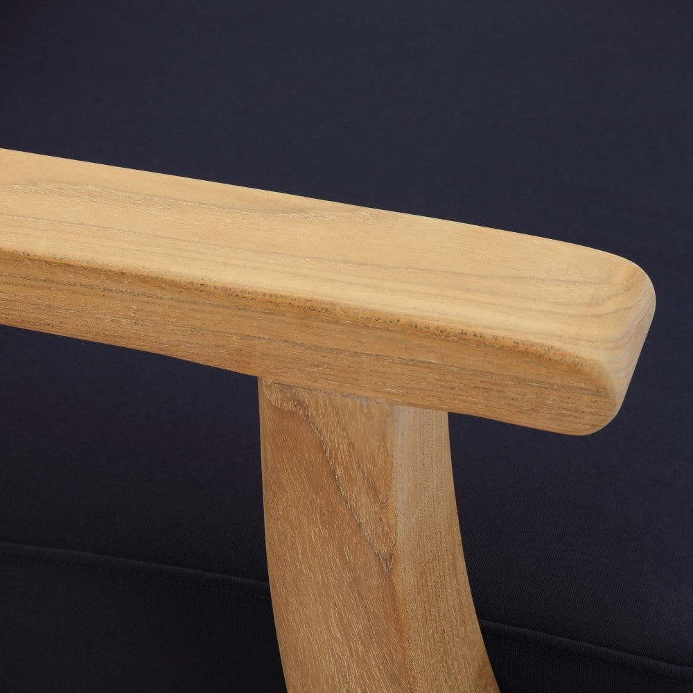 Marina Outdoor Patio Teak Armchair, Natural Navy
