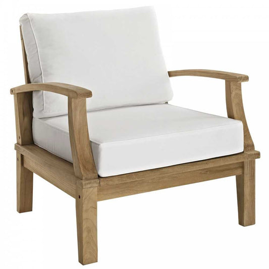 Marina Outdoor Patio Teak Armchair, Natural White