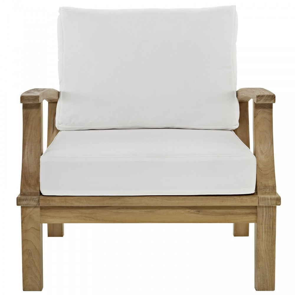 Marina Outdoor Patio Teak Armchair, Natural White