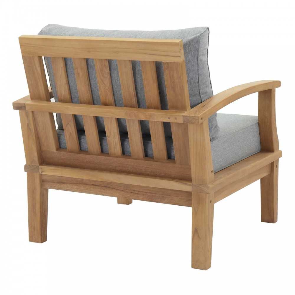 Marina Outdoor Patio Teak Armchair, Natural Gray