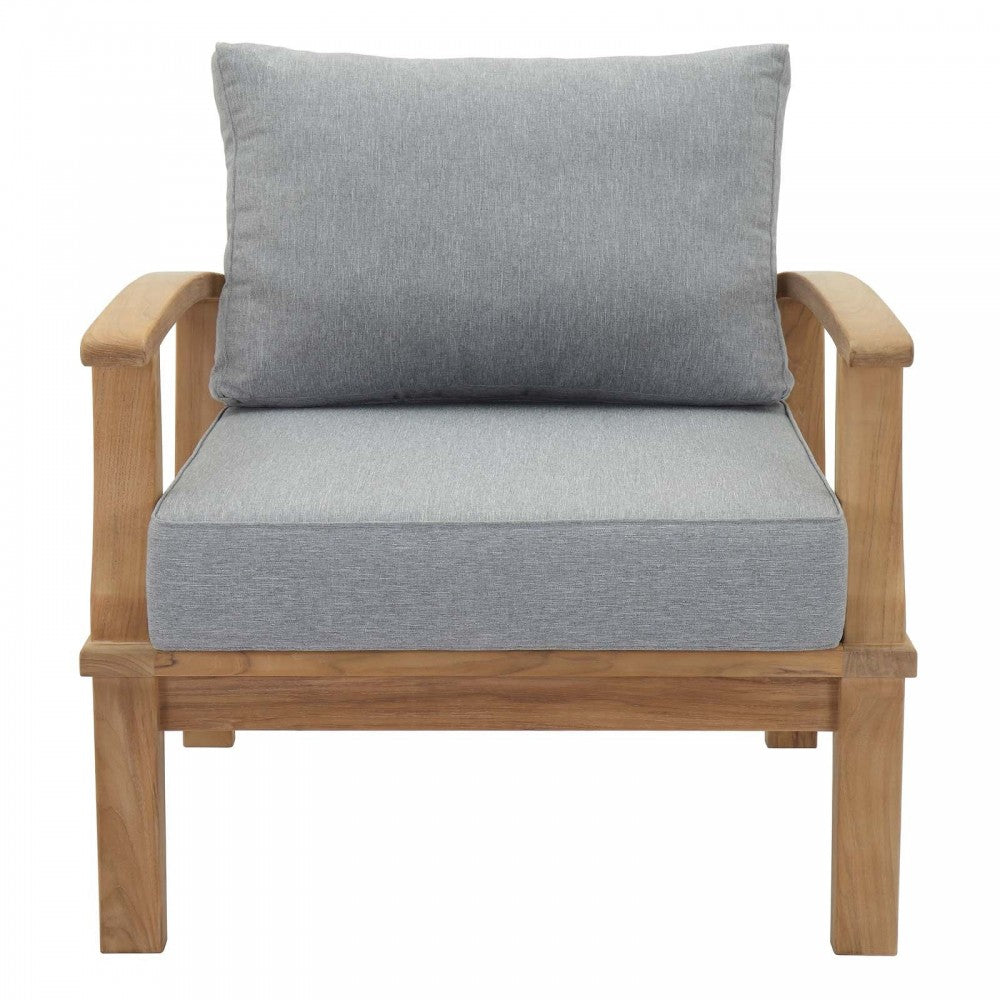 Marina Outdoor Patio Teak Armchair, Natural Gray