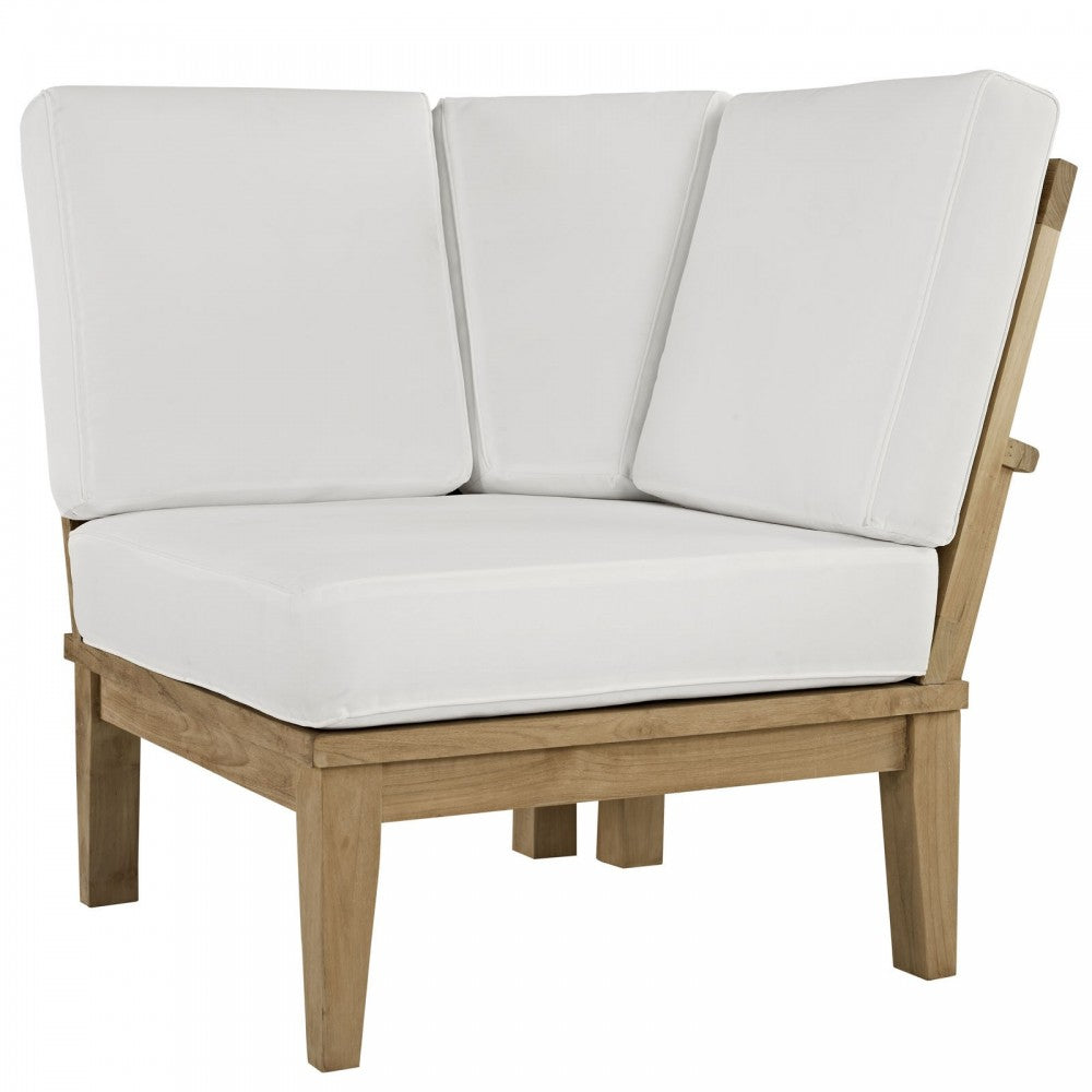 Marina Outdoor Patio Teak Corner Sofa, Natural White