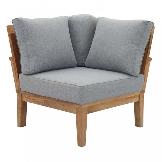 Marina Outdoor Patio Teak Corner Sofa, Natural Gray
