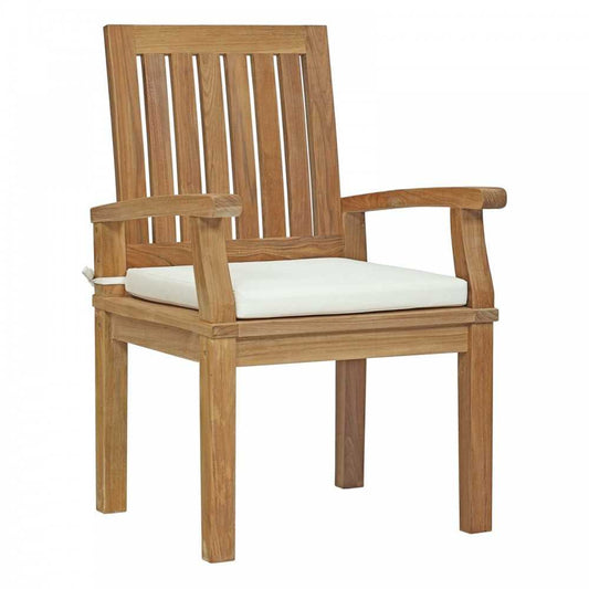 Marina Outdoor Patio Teak Dining Chair, Natural White, EEI-2701-NAT-WHI