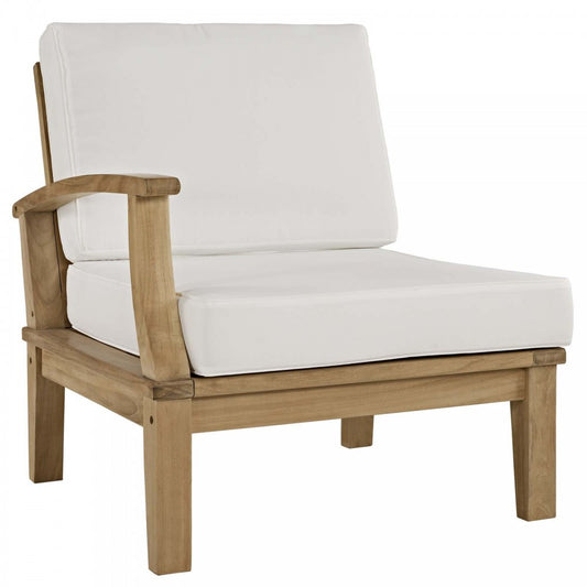 Marina Outdoor Patio Teak Left-Facing Sofa, Natural White