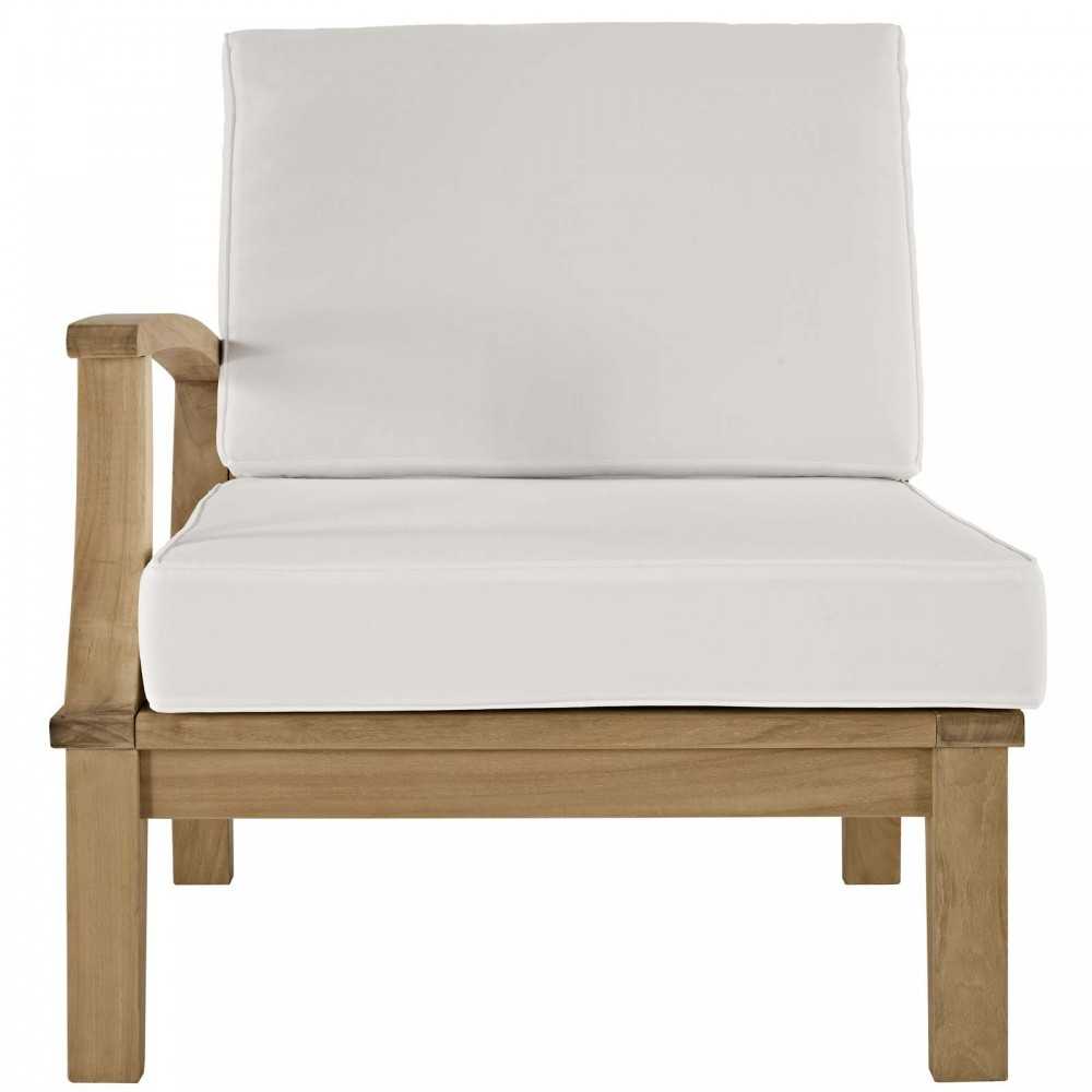 Marina Outdoor Patio Teak Left-Facing Sofa, Natural White