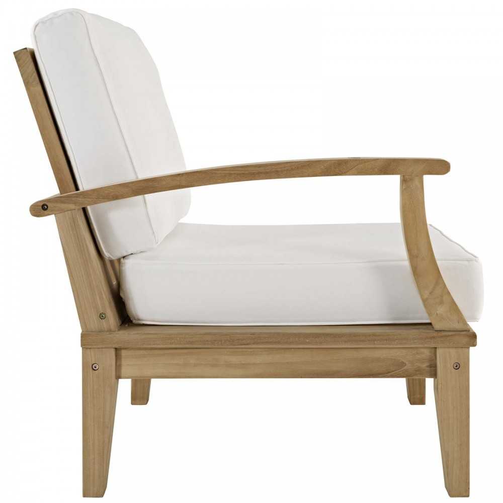 Marina Outdoor Patio Teak Left-Facing Sofa, Natural White