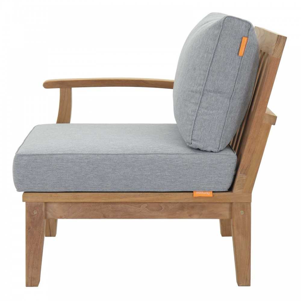 Marina Outdoor Patio Teak Left-Facing Sofa, Natural Gray
