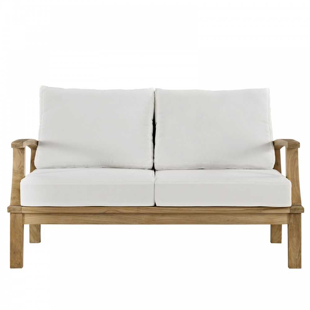 Marina Outdoor Patio Teak Loveseat, Natural White