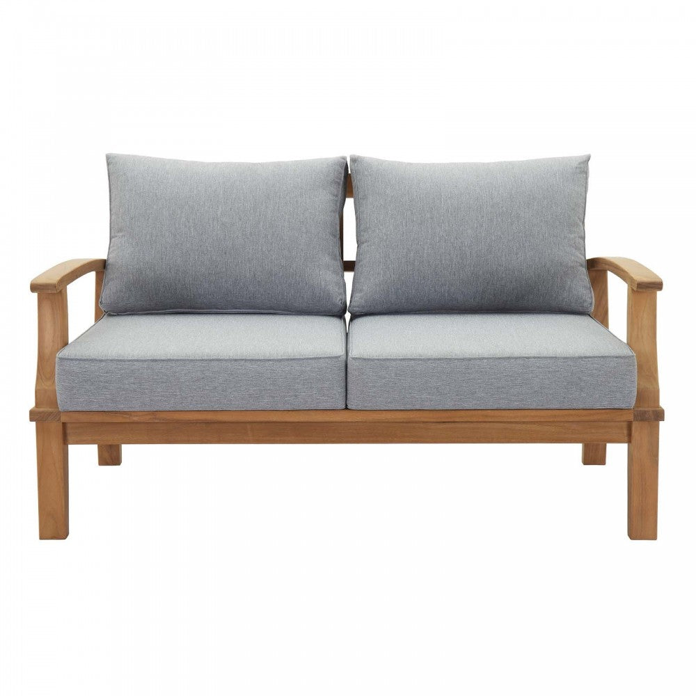 Marina Outdoor Patio Teak Loveseat, Natural Gray
