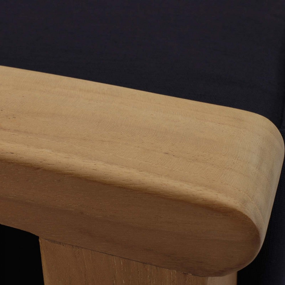 Marina Outdoor Patio Teak Ottoman, Natural Navy