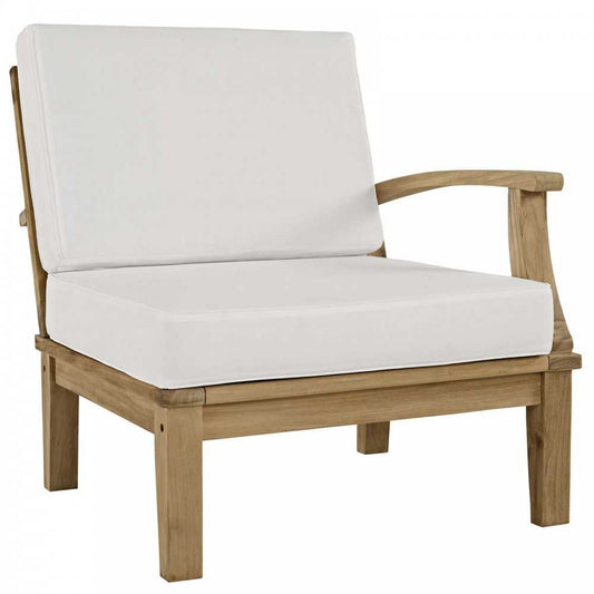 Marina Outdoor Patio Teak Right-Facing Sofa, Natural White