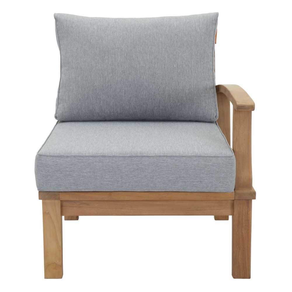 Marina Outdoor Patio Teak Right-Facing Sofa, Natural Gray
