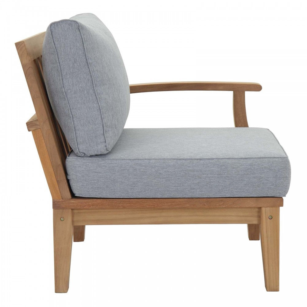 Marina Outdoor Patio Teak Right-Facing Sofa, Natural Gray