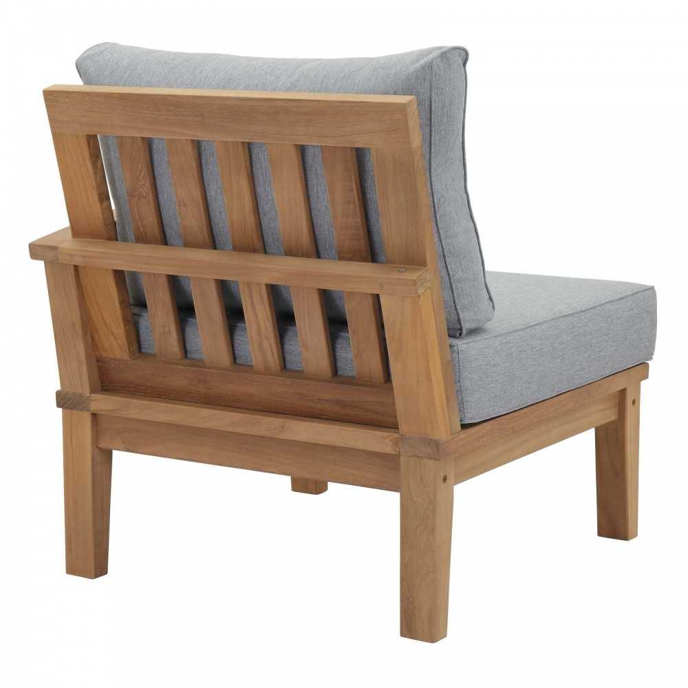 Marina Outdoor Patio Teak Right-Facing Sofa, Natural Gray
