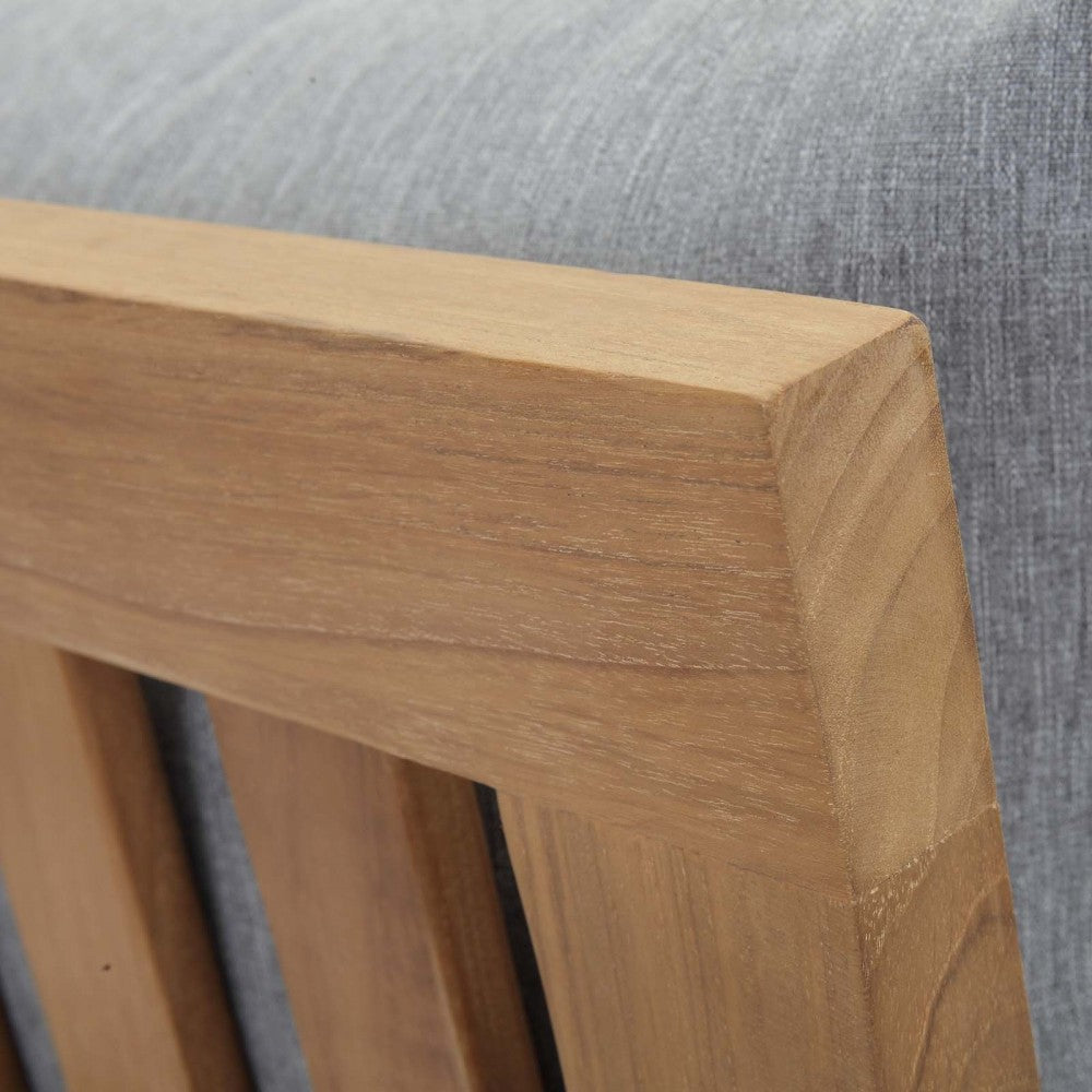 Marina Outdoor Patio Teak Right-Facing Sofa, Natural Gray