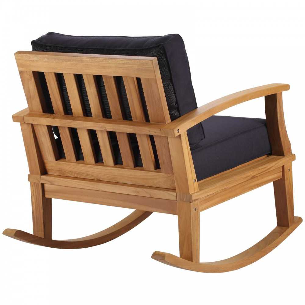 Marina Outdoor Patio Teak Rocking Chair, Natural Navy