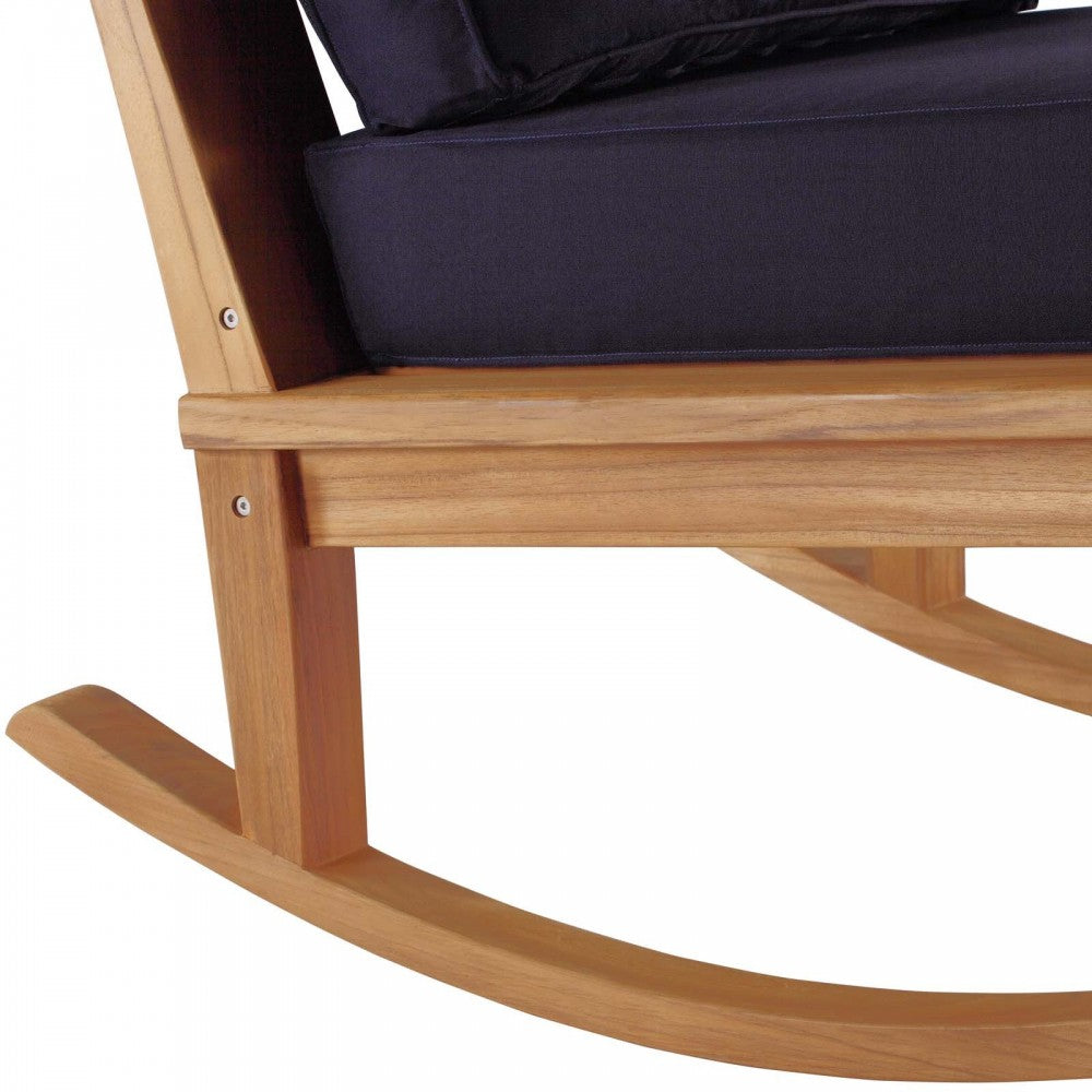 Marina Outdoor Patio Teak Rocking Chair, Natural Navy
