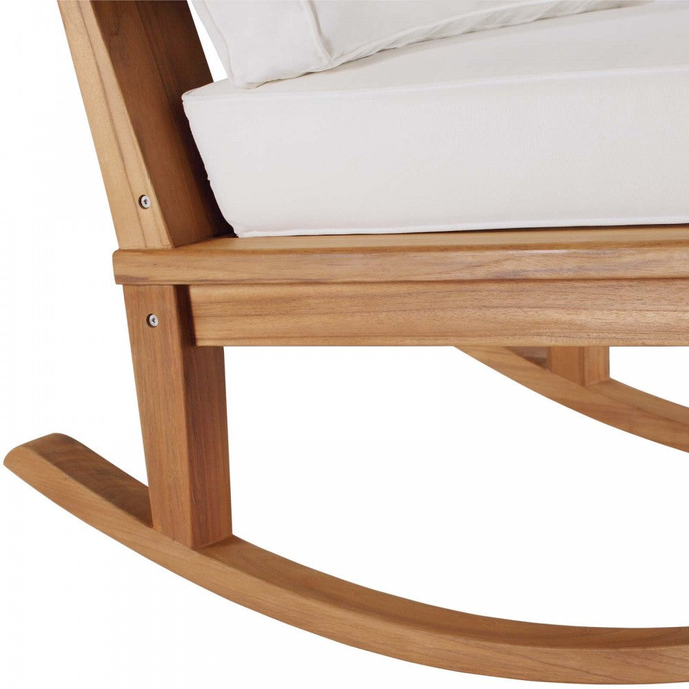 Marina Outdoor Patio Teak Rocking Chair, Natural White