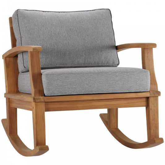 Marina Outdoor Patio Teak Rocking Chair, Natural Gray