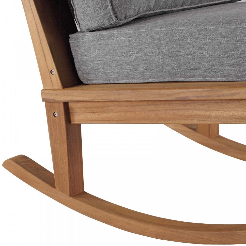 Marina Outdoor Patio Teak Rocking Chair, Natural Gray