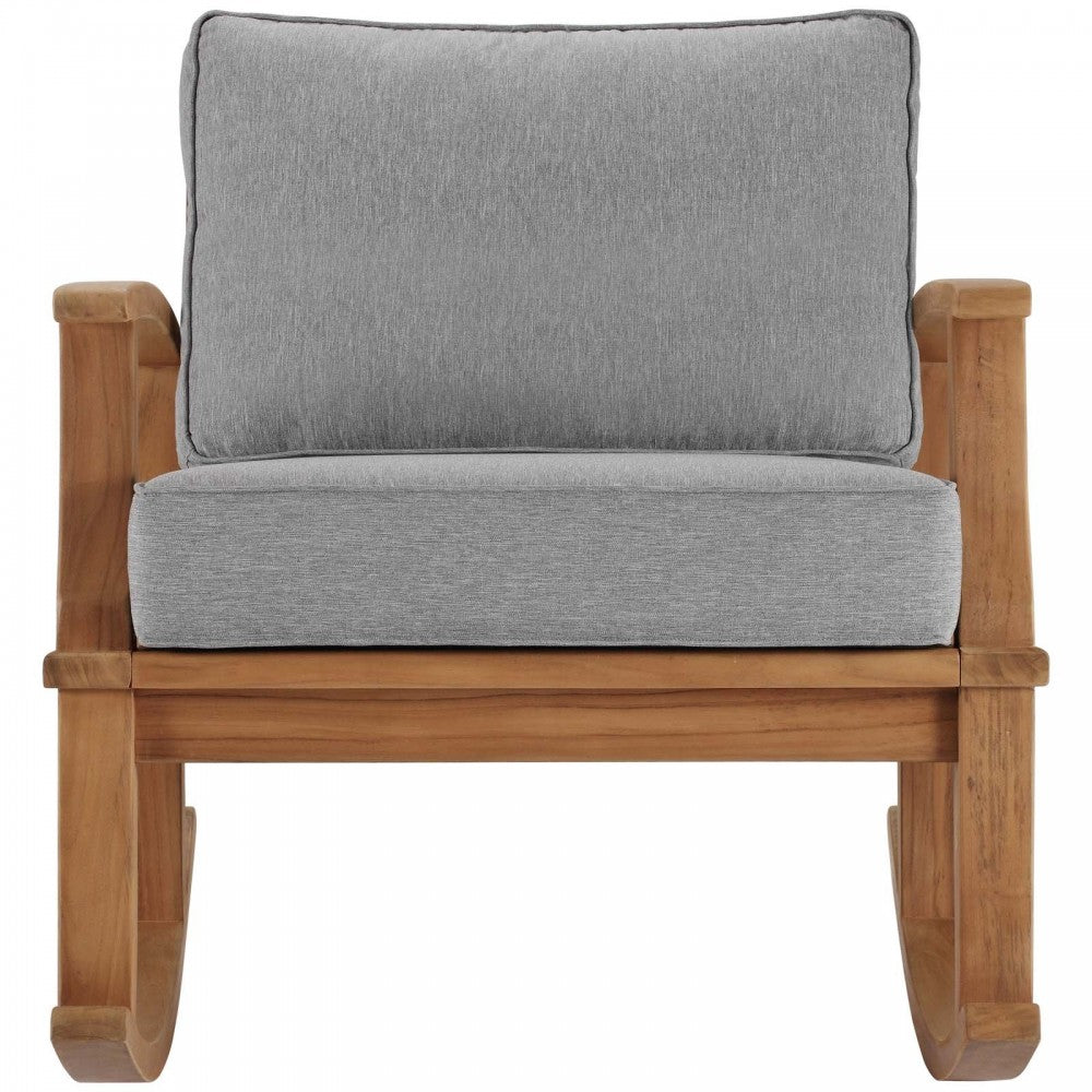 Marina Outdoor Patio Teak Rocking Chair, Natural Gray