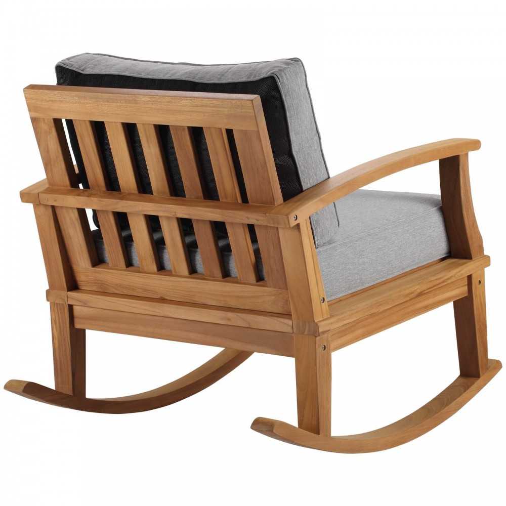 Marina Outdoor Patio Teak Rocking Chair, Natural Gray