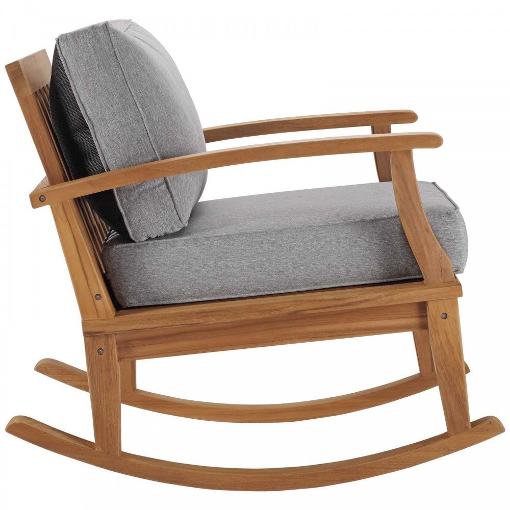 Marina Outdoor Patio Teak Rocking Chair, Natural Gray