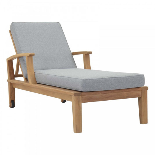 Marina Outdoor Patio Teak Single Chaise, Natural Gray