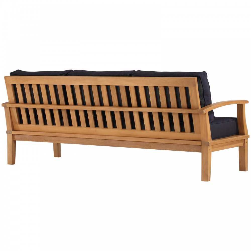 Marina Outdoor Patio Teak Sofa, Natural Navy