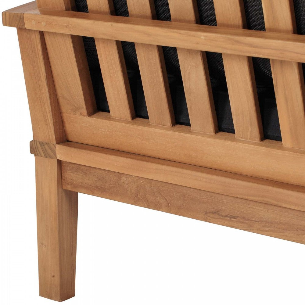 Marina Outdoor Patio Teak Sofa, Natural Navy