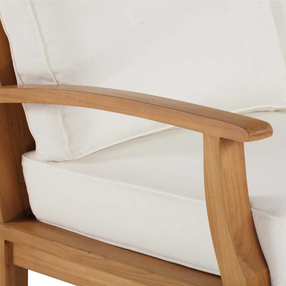 Marina Outdoor Patio Teak Sofa, Natural White