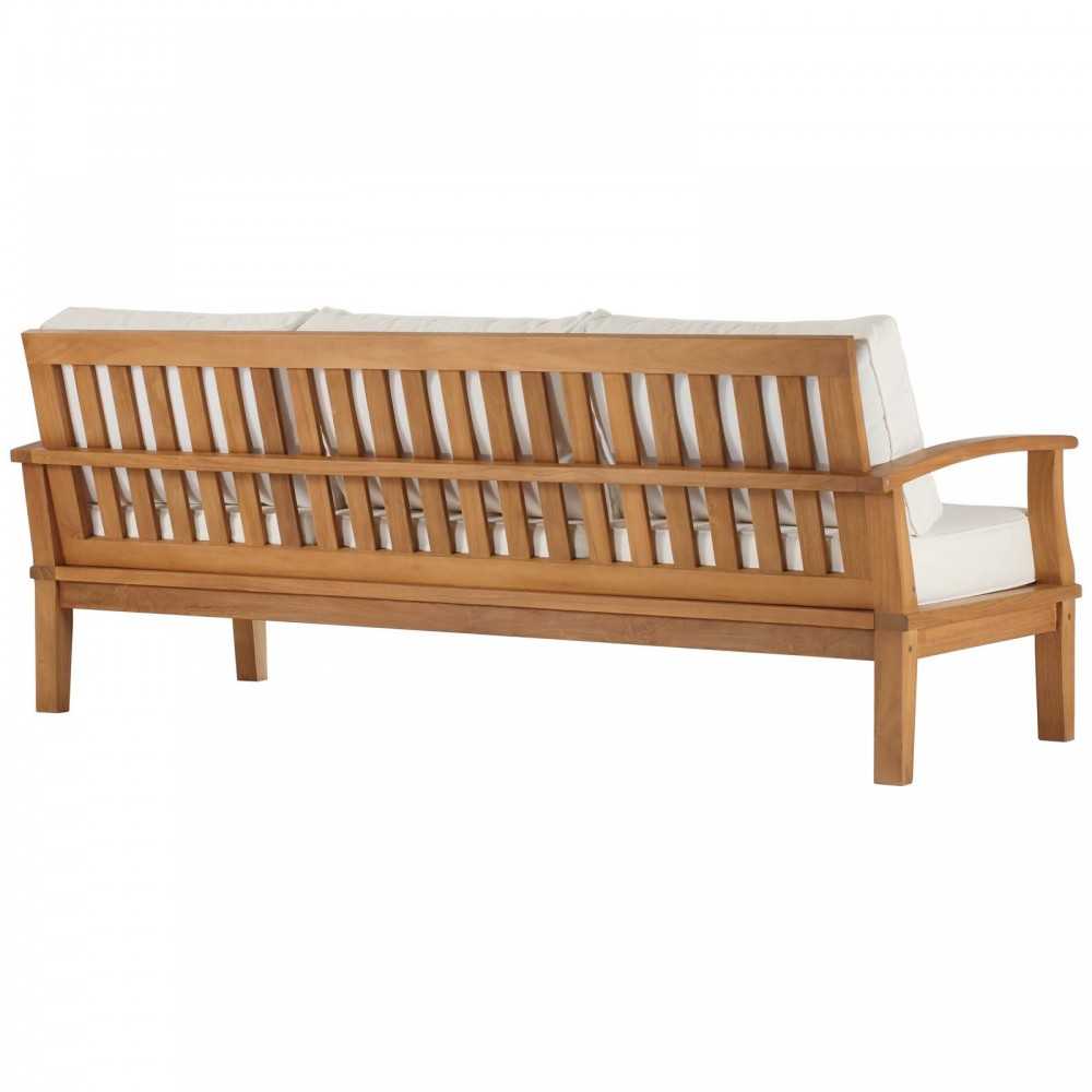 Marina Outdoor Patio Teak Sofa, Natural White