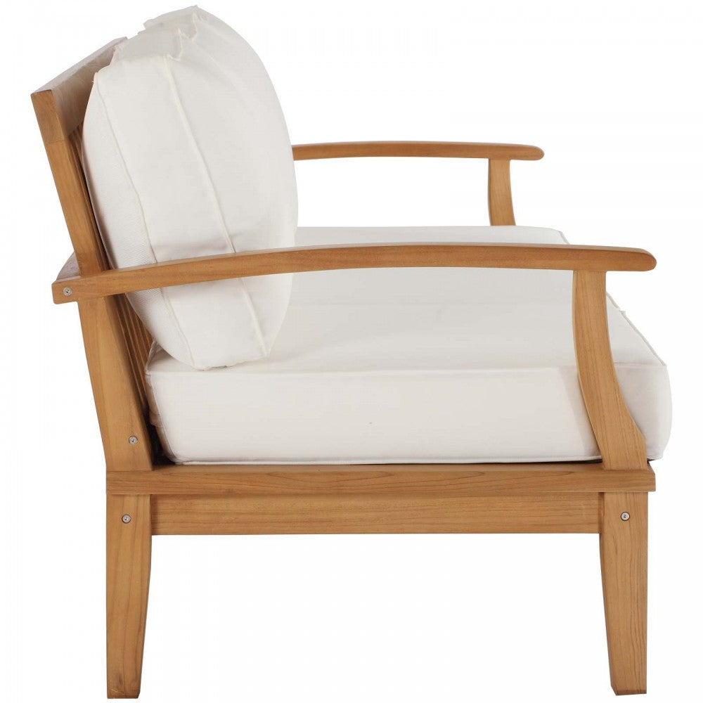 Marina Outdoor Patio Teak Sofa, Natural White