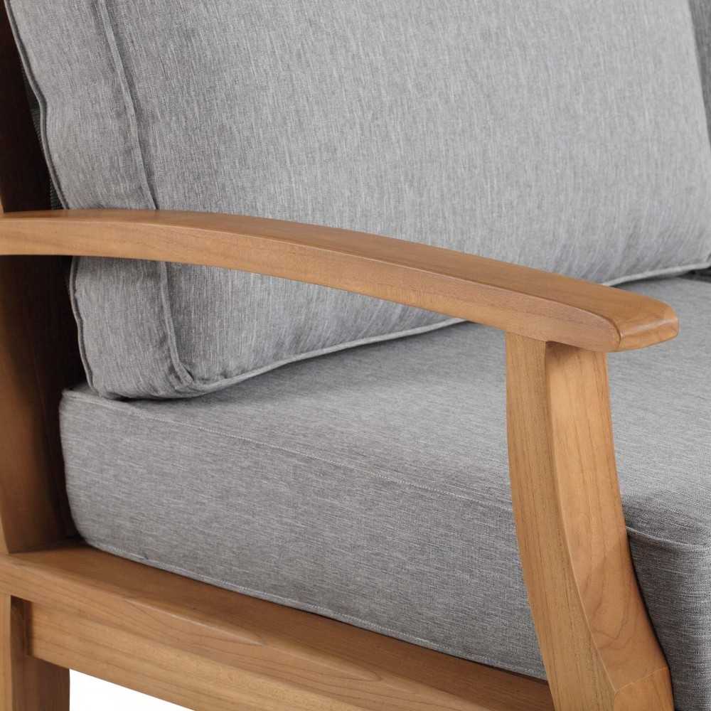 Marina Outdoor Patio Teak Sofa, Natural Gray