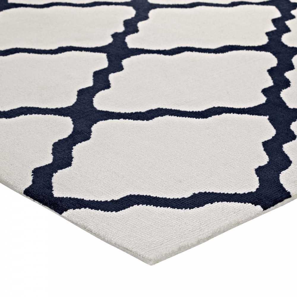 Marja Moroccan Trellis 5x8 Area Rug, Ivory and Navy