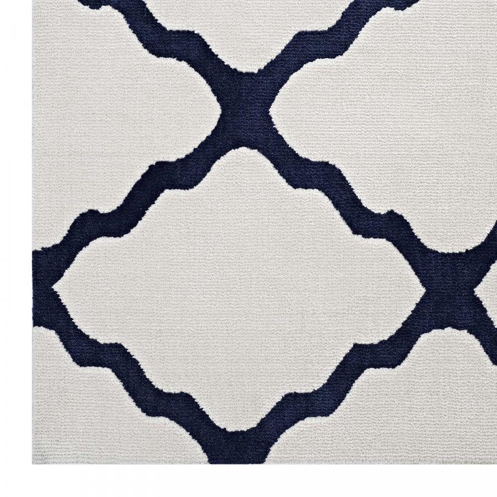 Marja Moroccan Trellis 5x8 Area Rug, Ivory and Navy