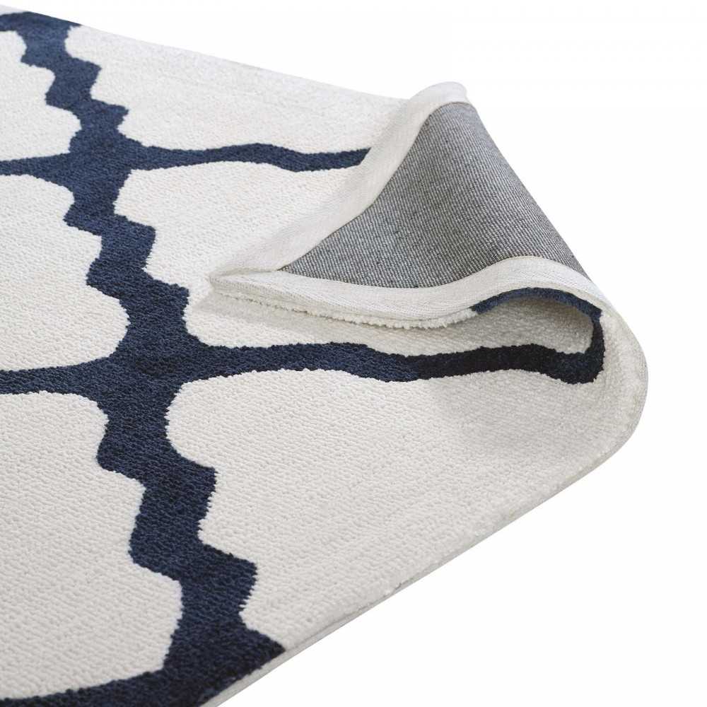 Marja Moroccan Trellis 5x8 Area Rug, Ivory and Navy