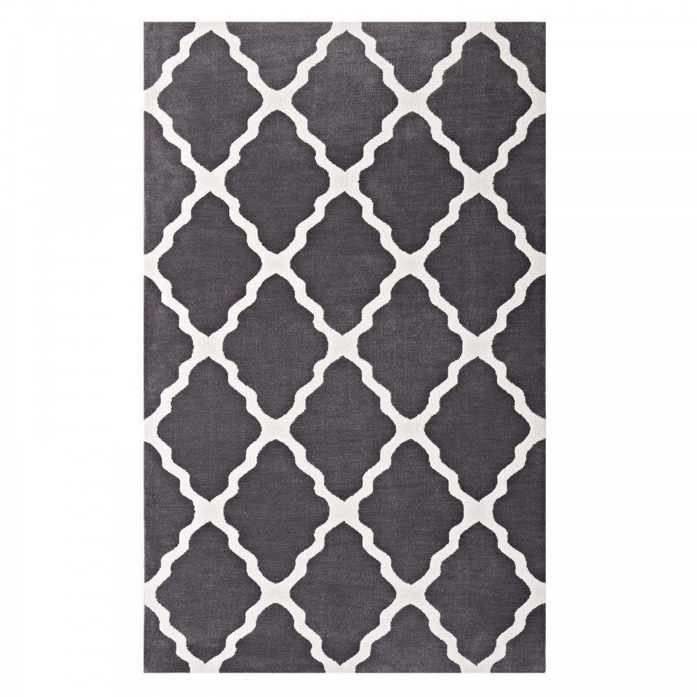 Marja Moroccan Trellis 5x8 Area Rug, Charcoal and Ivory