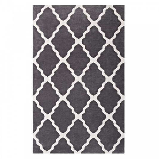 Marja Moroccan Trellis 5x8 Area Rug, Charcoal and Ivory