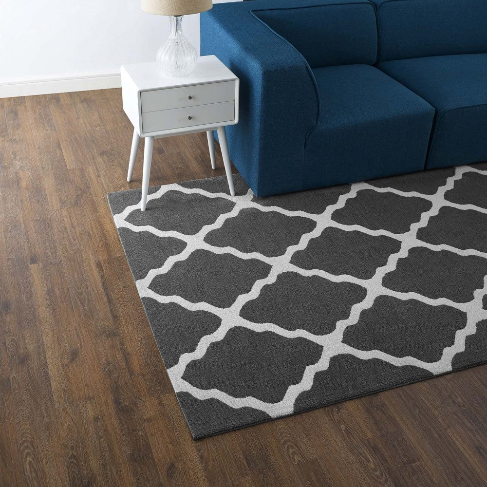 Marja Moroccan Trellis 5x8 Area Rug, Charcoal and Ivory